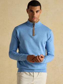 Joules Cotton Quarter-Zip Jumper, Light Blue
