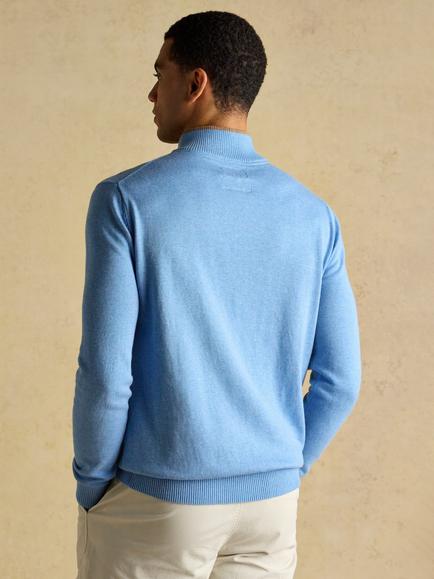 Joules Cotton Quarter-Zip Jumper - view 2, Light Blue