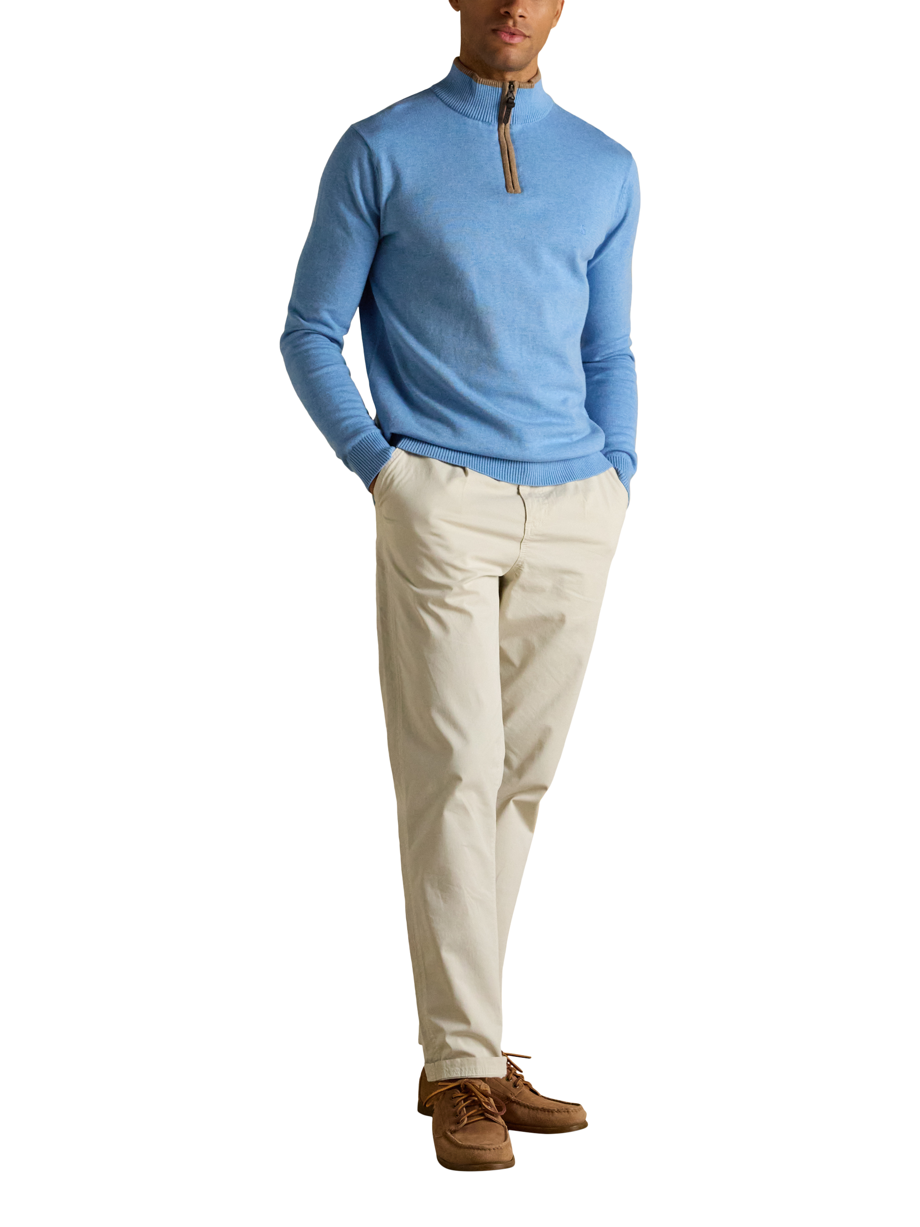 Product image 4 of 8, which shows Joules Cotton Quarter-Zip Jumper, Light Blue, S