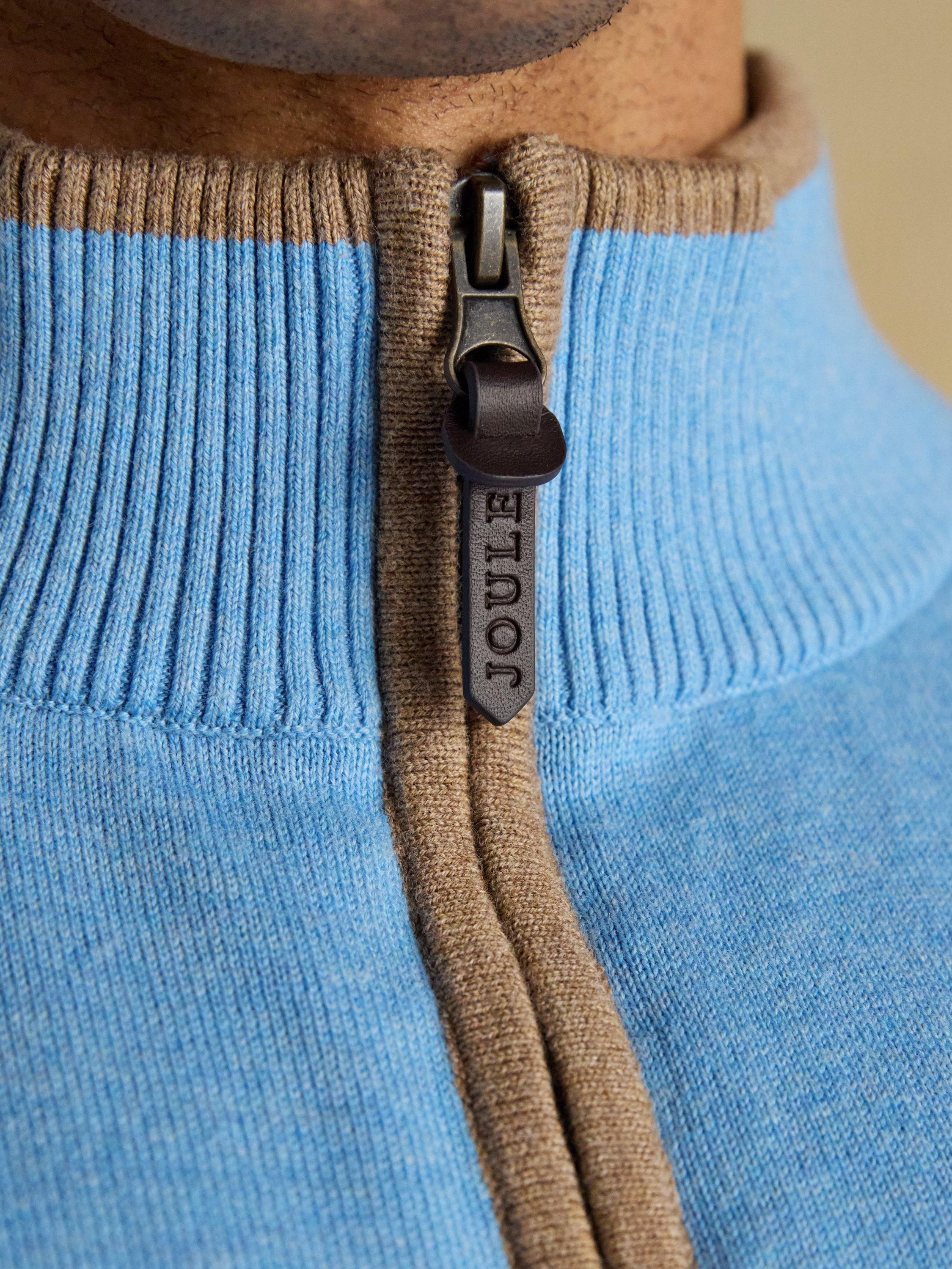 Product image 6 of 8, which shows Joules Cotton Quarter-Zip Jumper, Light Blue, S