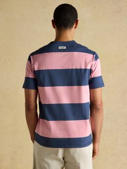 Joules Cotton Regular Fit Short Sleeve Stripe T-Shirt - view 2, Pink/Blue