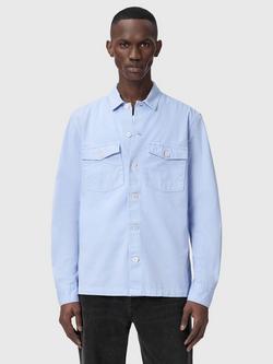 AllSaints Spotter Cotton Long Sleeve Shirt, Villa Blue, Villa Blue