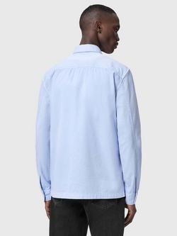 AllSaints Spotter Cotton Long Sleeve Shirt, Villa Blue - view 2, Villa Blue