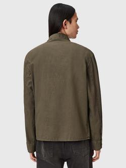 AllSaints Strand Cotton Long Sleeve Overshirt, Mangrove Green - view 2, Mangrove Green