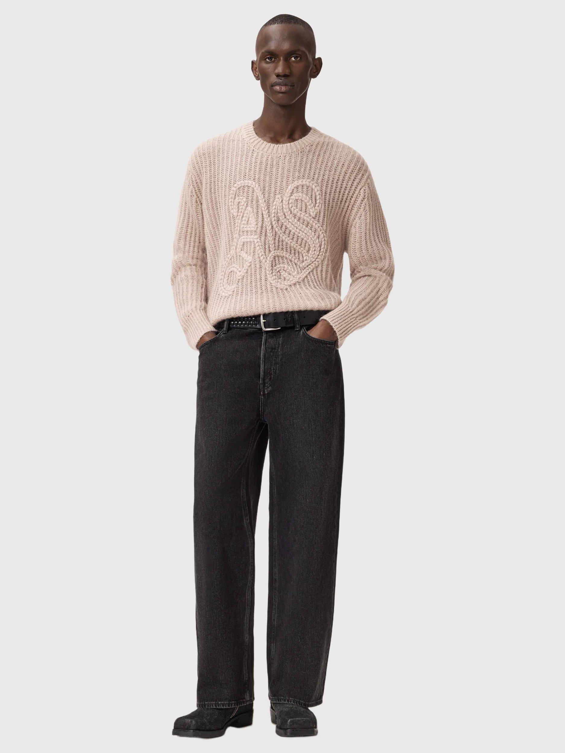 Product image 3 of 7, which shows AllSaints Chainy Regular Fit Crew Neck Jumper, Dusk Brown, L