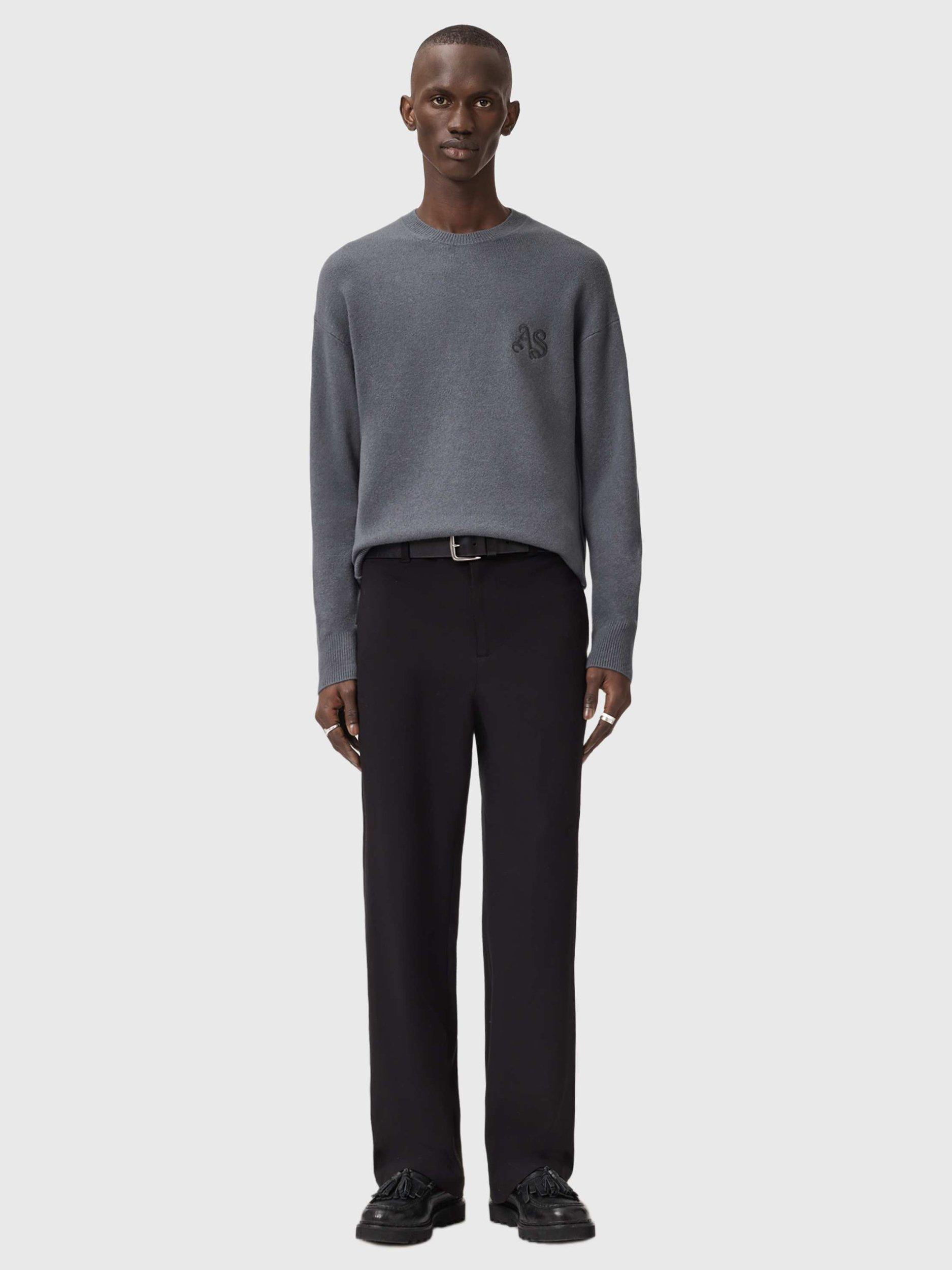 Product image 3 of 9, which shows AllSaints Icon Regular Fit Crew Neck Jumper, Slate Blue, L