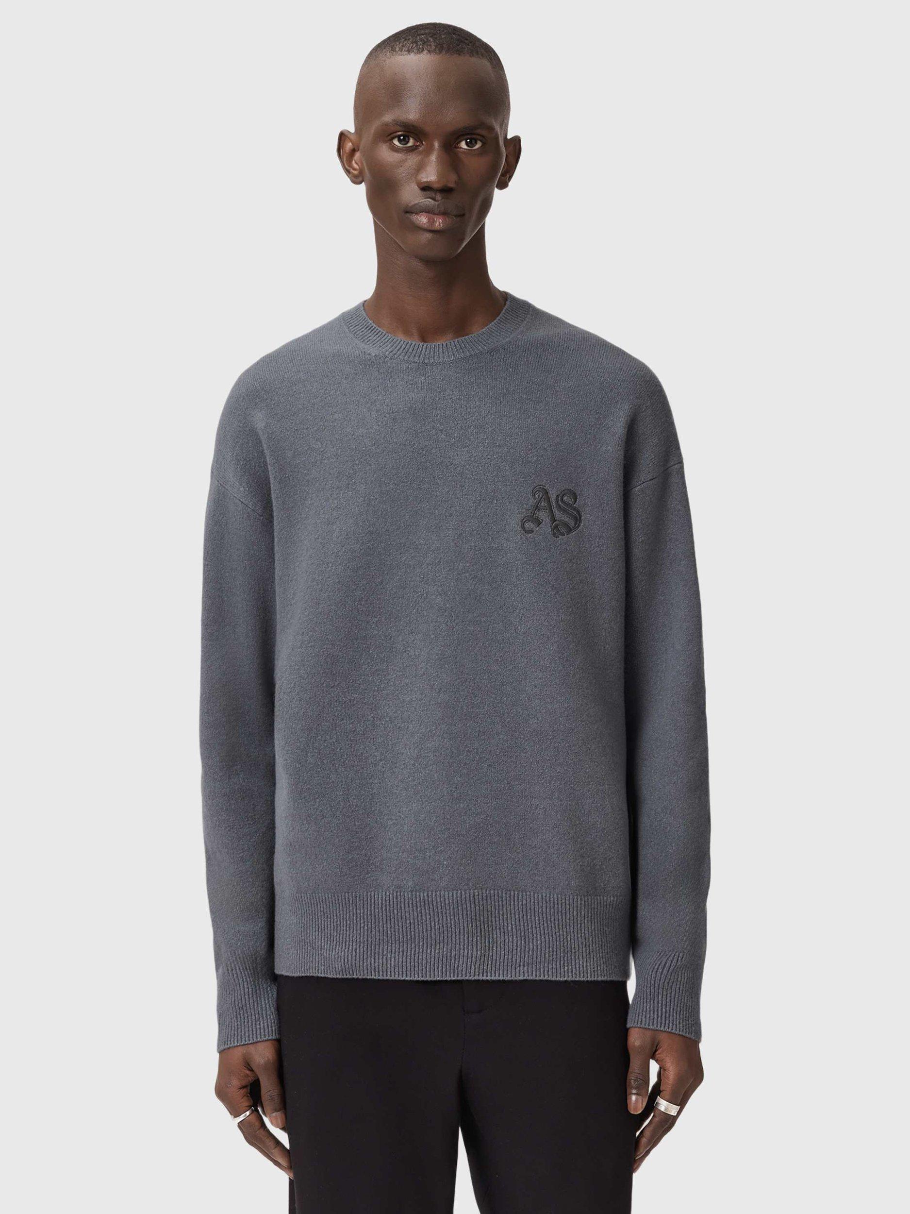 Product image 8 of 9, which shows AllSaints Icon Regular Fit Crew Neck Jumper, Slate Blue, L