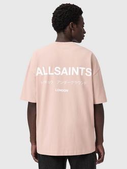 AllSaints Underground Cotton Loose Fit Short Sleeve T-Shirt, Pink - view 2, Pink