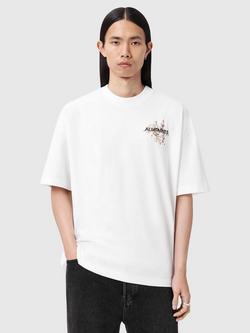AllSaints Valen Cotton Loose Fit Floral Graphic T-Shirt, White, White