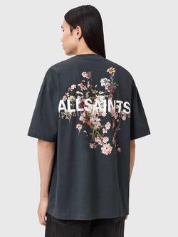 AllSaints Valen Loose Fit Cotton T-Shirt, Washed Black - view 2, Washed Black