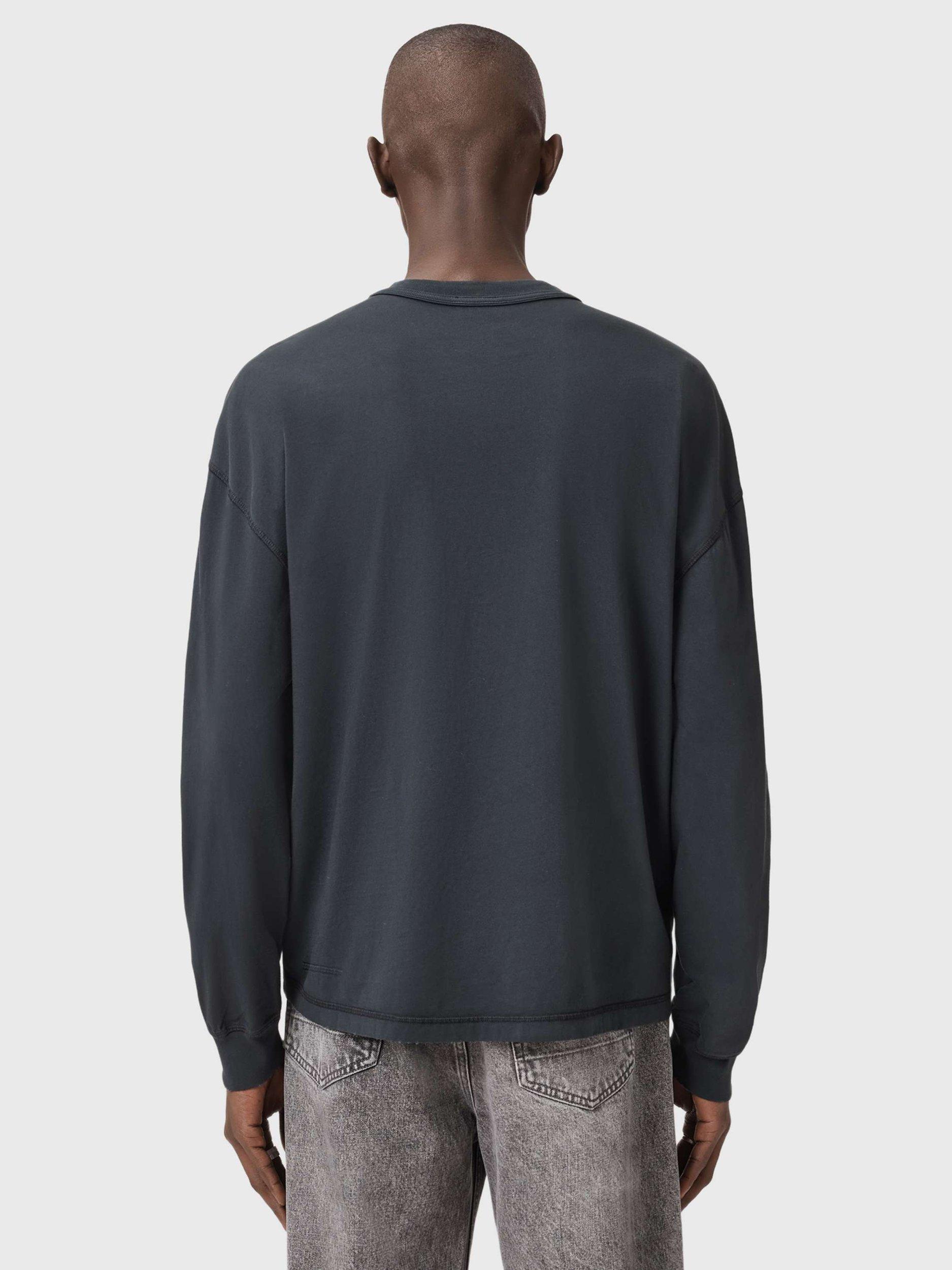 Product image 2 of 6, which shows AllSaints Cole Cropped Cotton Sweatshirt, Washed Black, L