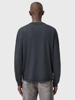 AllSaints Cole Cropped Cotton Sweatshirt, Washed Black - view 2, Washed Black