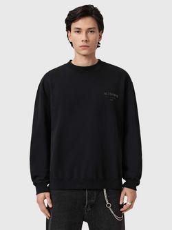 AllSaints Xander Cropped Cotton Blend Sweatshirt, Jet Black, Jet Black