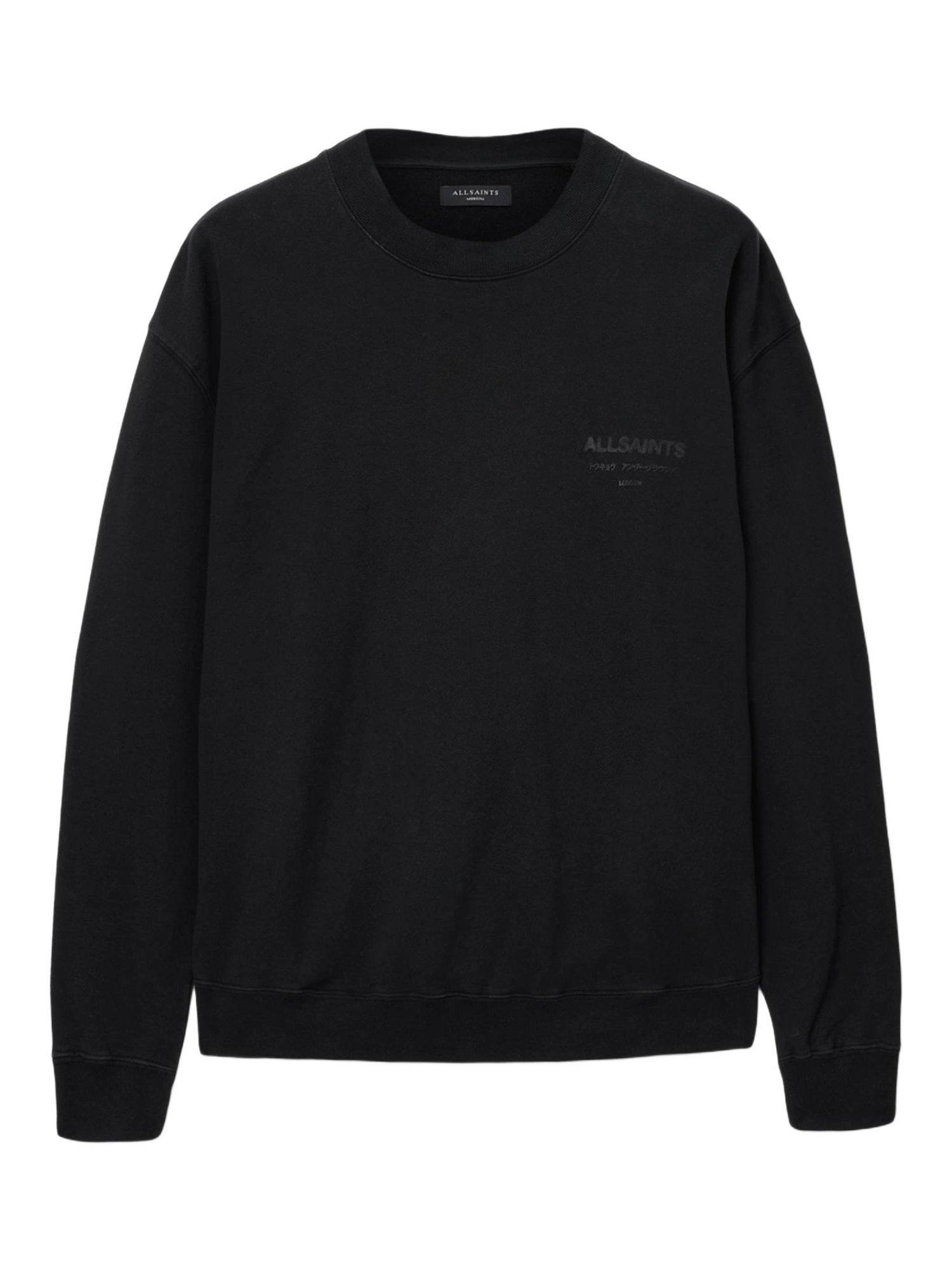 Product image 4 of 7, which shows AllSaints Xander Cropped Cotton Blend Sweatshirt, Jet Black, L