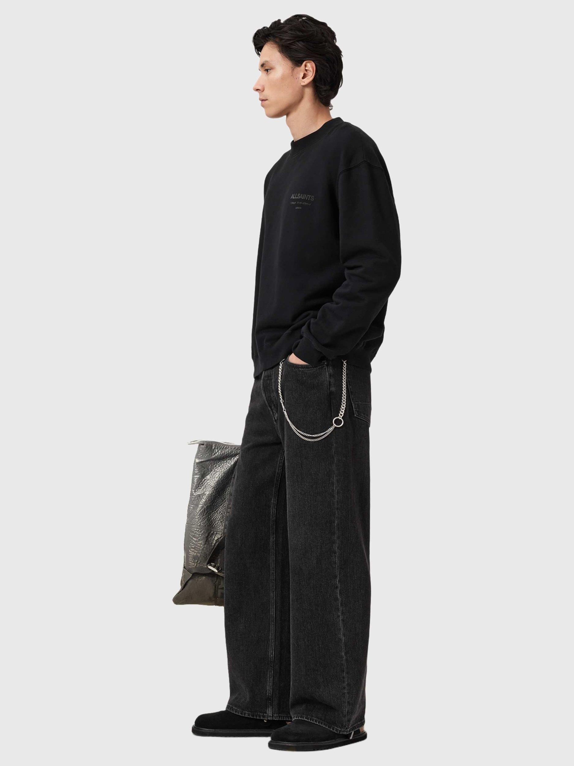 Product image 7 of 7, which shows AllSaints Xander Cropped Cotton Blend Sweatshirt, Jet Black, L