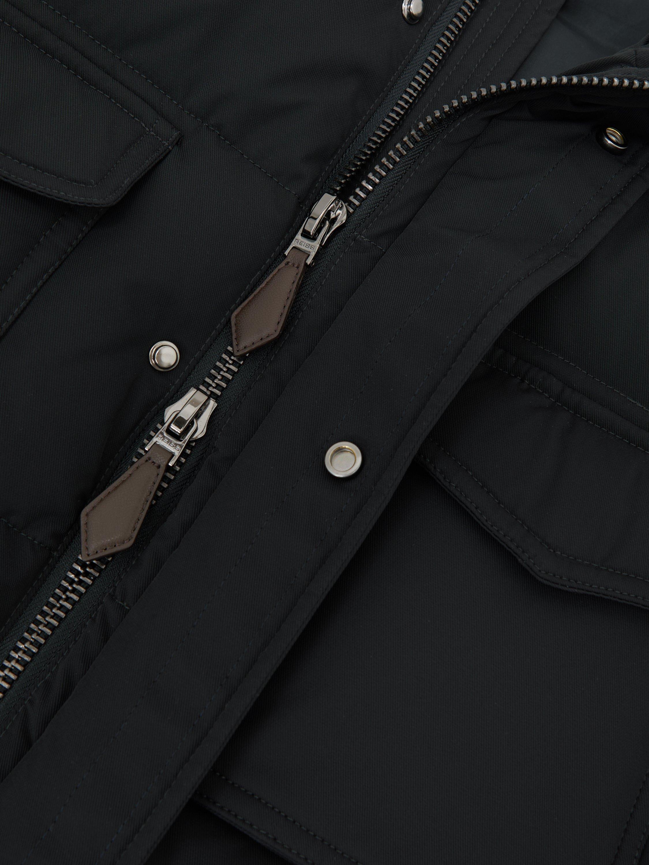 Product image 2 of 5, which shows Reiss Mercury Puffer Jacket, Navy, XS
