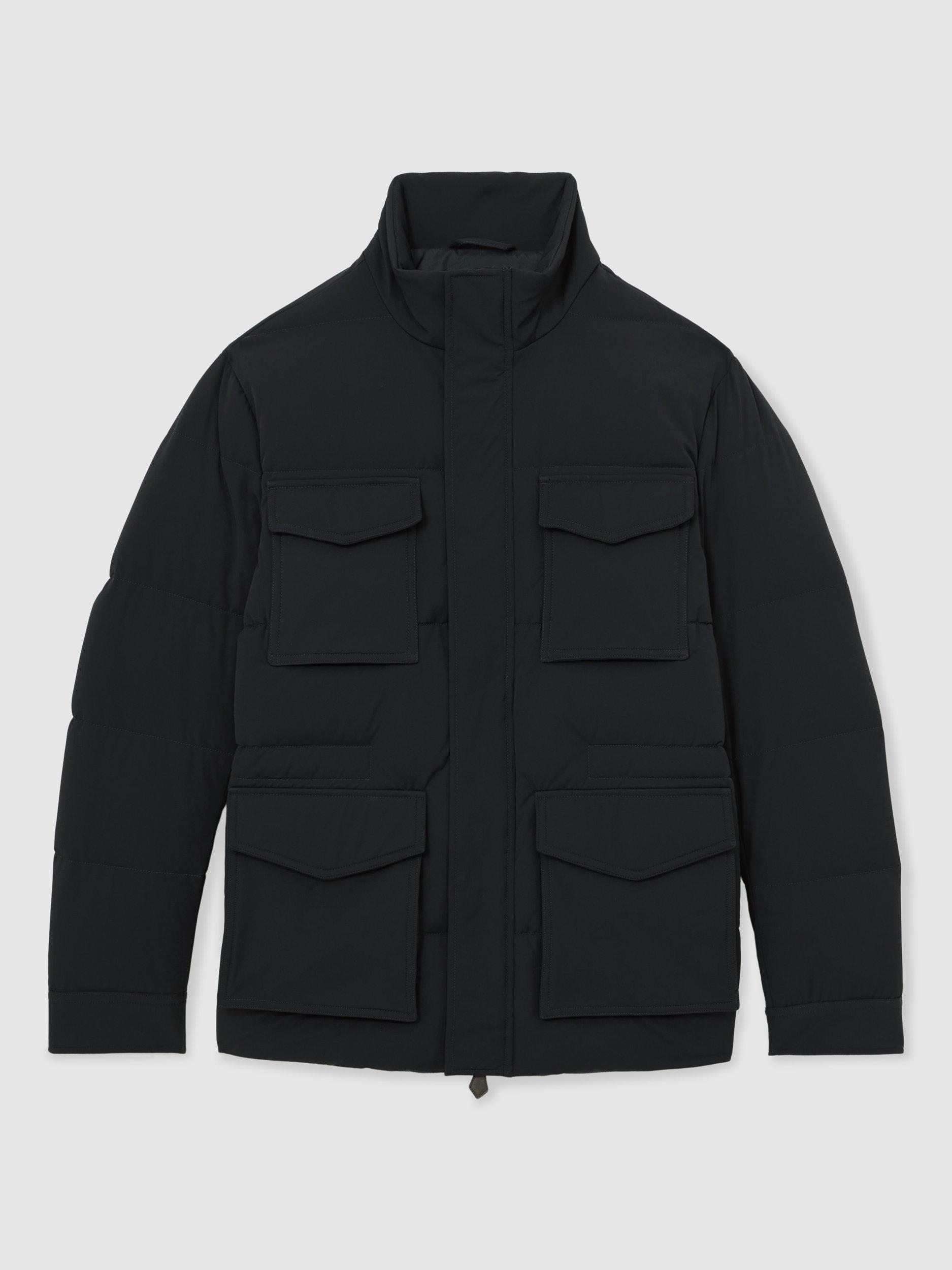 Product image 3 of 5, which shows Reiss Mercury Puffer Jacket, Navy, XS