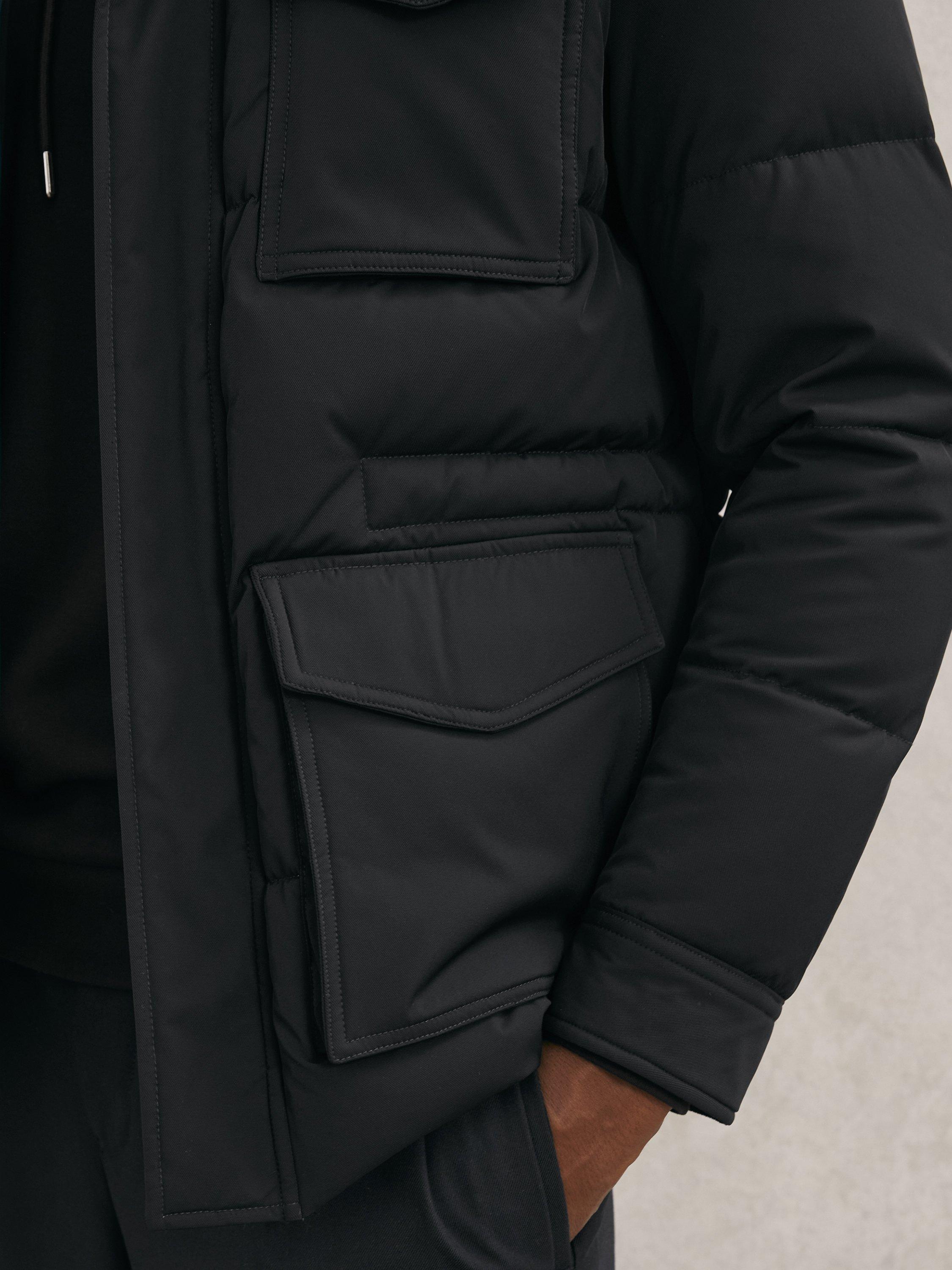 Product image 4 of 5, which shows Reiss Mercury Puffer Jacket, Navy, XS