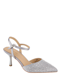 Jones Bootmaker Zena Embellished Leather Court Shoes - view 2, Silver