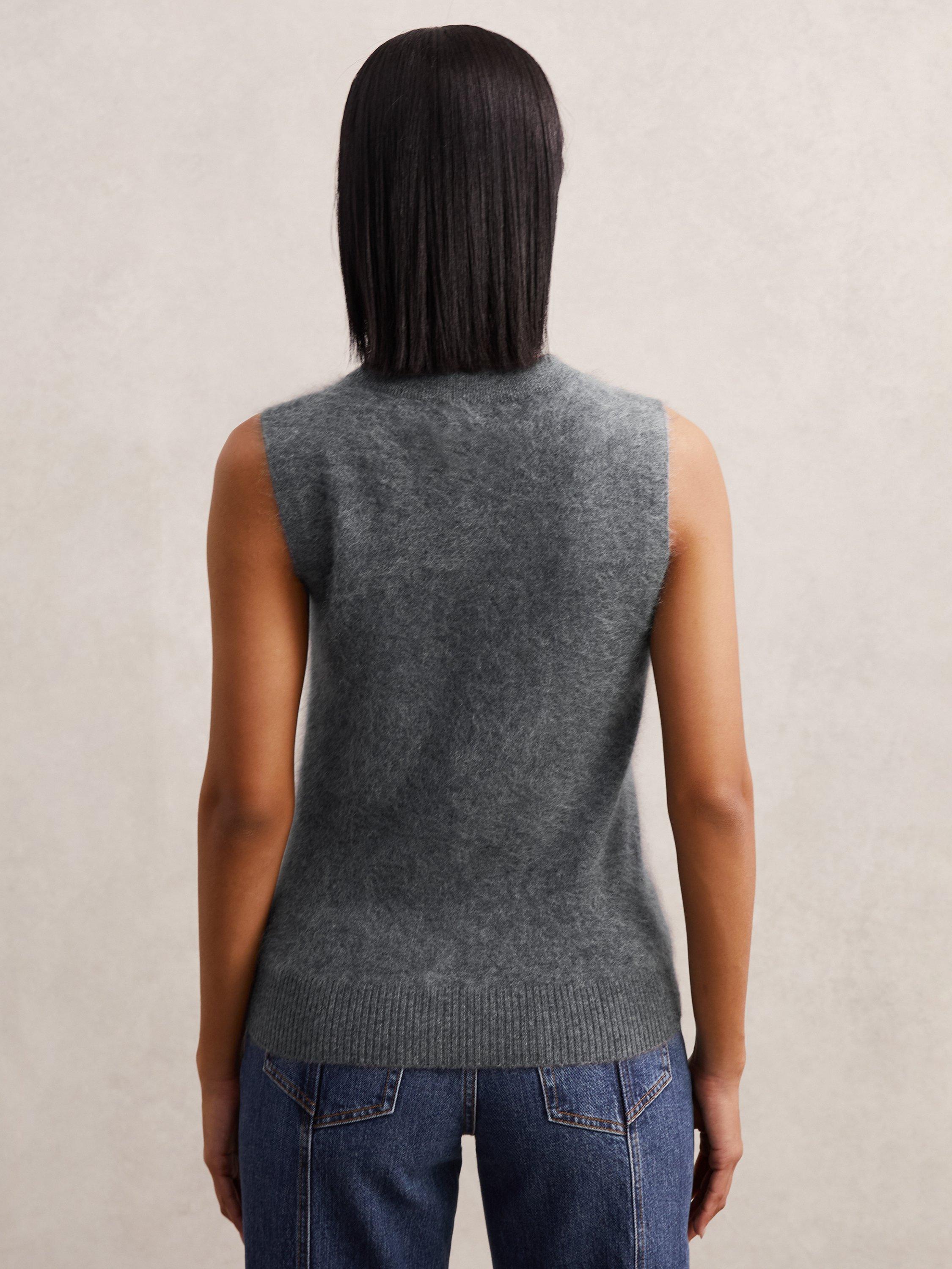 Product image 2 of 4, which shows Reiss Mel Brushed Cashmere Vest, Grey, XS