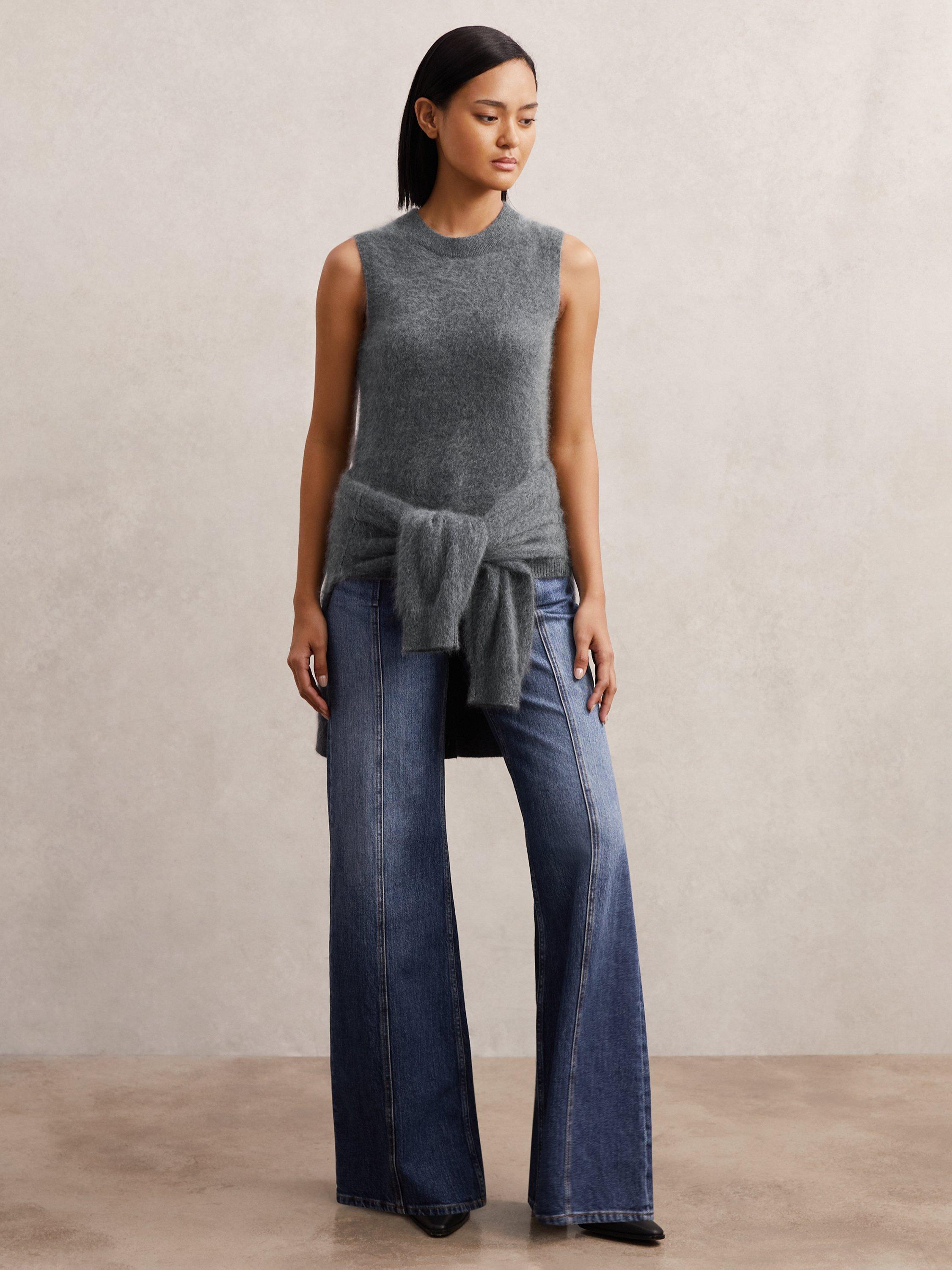 Product image 4 of 4, which shows Reiss Mel Brushed Cashmere Vest, Grey, XS