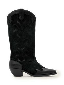 AllSaints Dolly Leather Cowboy Boots, Black