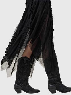 AllSaints Dolly Leather Cowboy Boots - view 2, Black