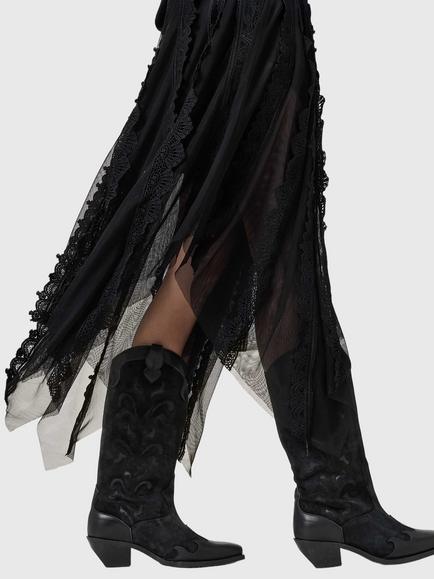 AllSaints Dolly Leather Cowboy Boots - view 2, Black
