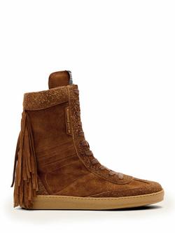 AllSaints Louise Suede Fringe Detail Ankle Boots, Tan Brown, Tan Brown