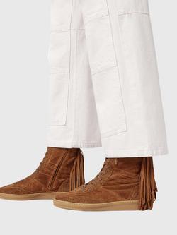 AllSaints Louise Suede Fringe Detail Ankle Boots, Tan Brown - view 2, Tan Brown