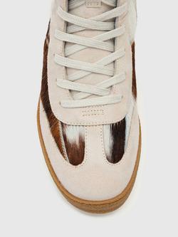 AllSaints Louise High Top Cow Hair Suede Trainers, White/Multi - view 2, White/Multi