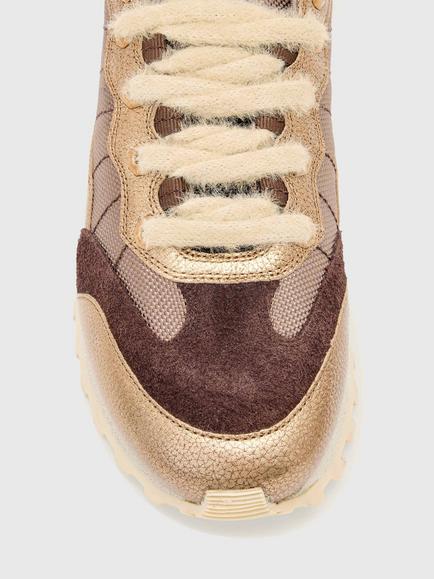 AllSaints Nevis Leather Trainers - view 2, Brown/Bronze