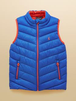 Joules Kids' Crofton Padded Chevron Gilet, Blue