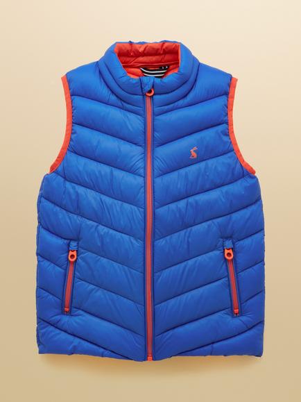 Joules Kids' Crofton Padded Chevron Gilet, Blue