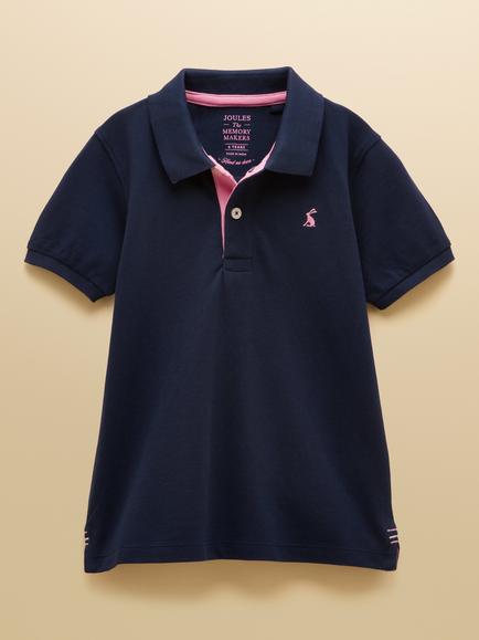 Joules Kids' Short Sleeve Polo Shirt, Navy, Navy