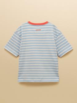 Joules Kids' Archie Short Sleeve Top, Blue/White - view 2, Blue/White