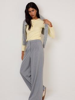 Nobody's Child Ribbed Cotton Long Sleeve Henley Top, Yellow - view 2, Yellow