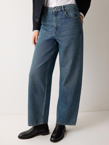 Jigsaw Lucia Cotton Denim High Waisted Jeans, Blue, Blue