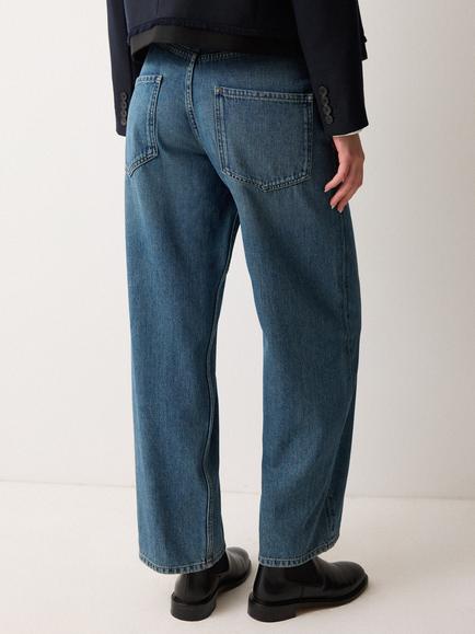 Jigsaw Lucia Cotton Denim High Waisted Jeans, Blue - view 2, Blue