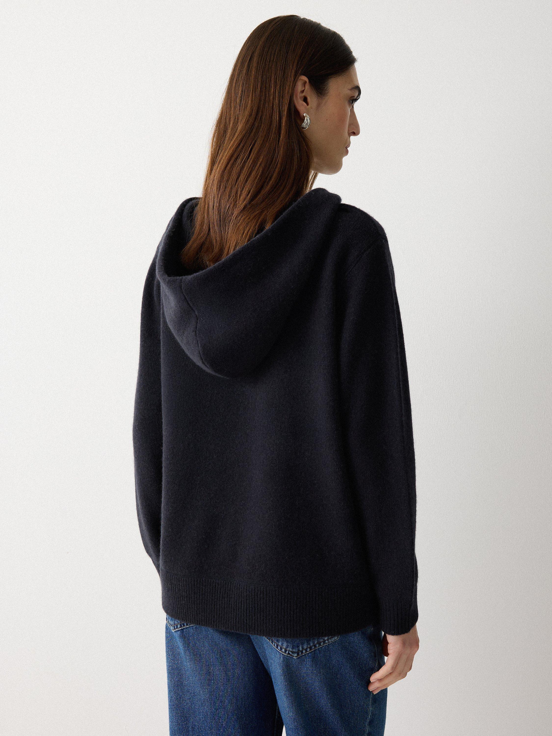 Product image 2 of 6, which shows Jigsaw Hooded Wool Rich Jumper, Navy, XS