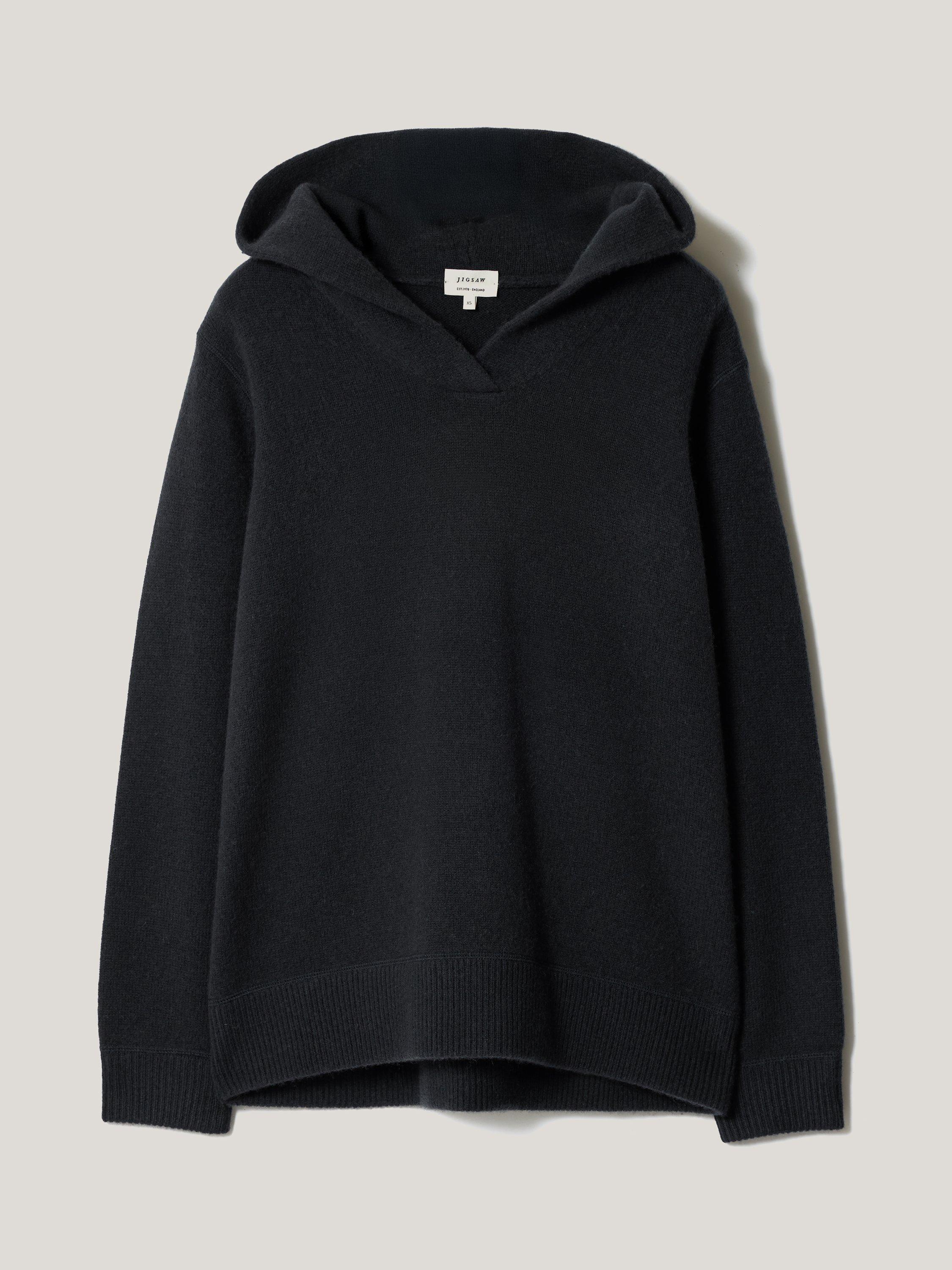 Product image 5 of 6, which shows Jigsaw Hooded Wool Rich Jumper, Navy, XS