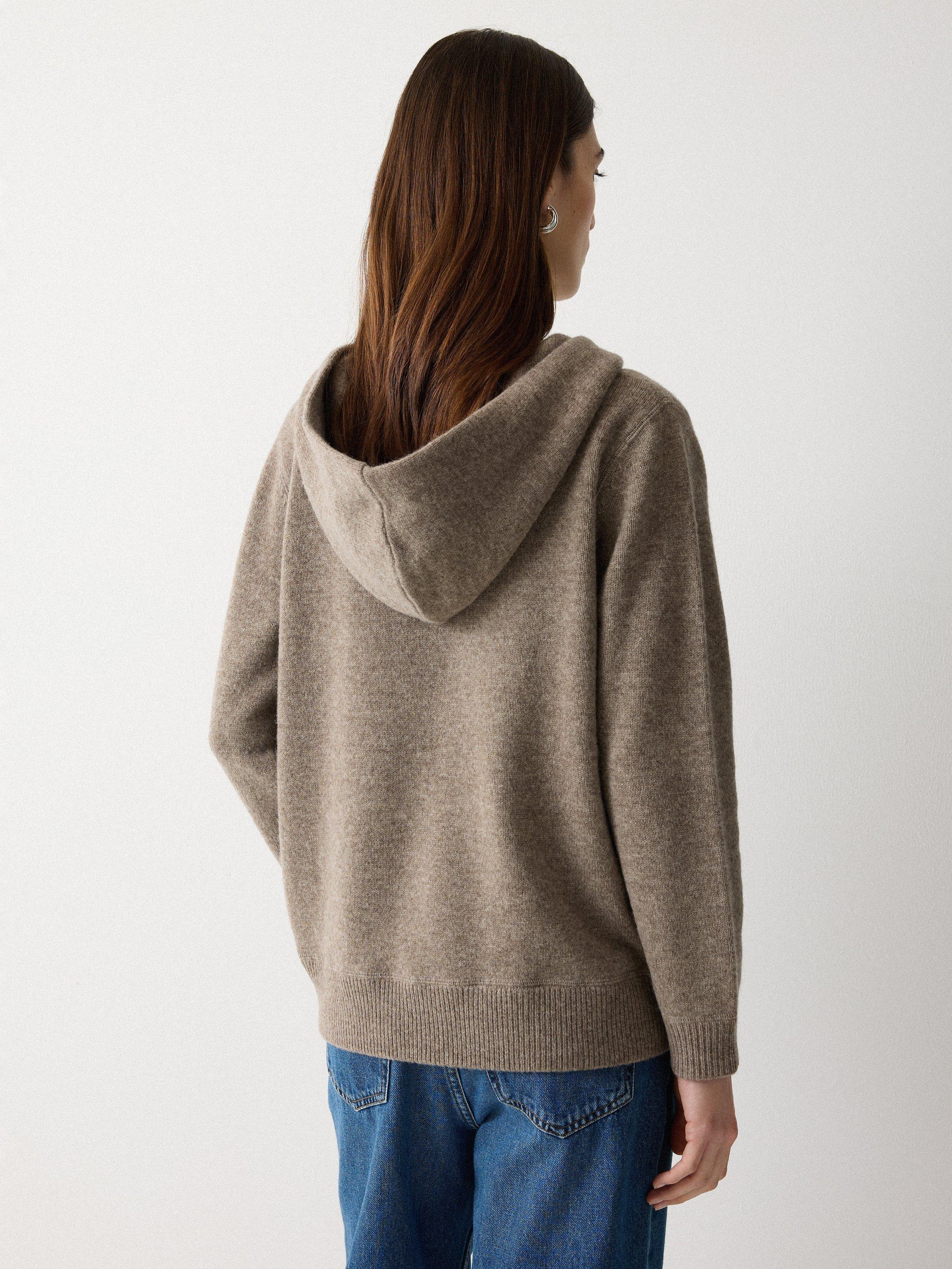 Product image 2 of 6, which shows Jigsaw Hooded Wool Rich Jumper, Taupe, XS