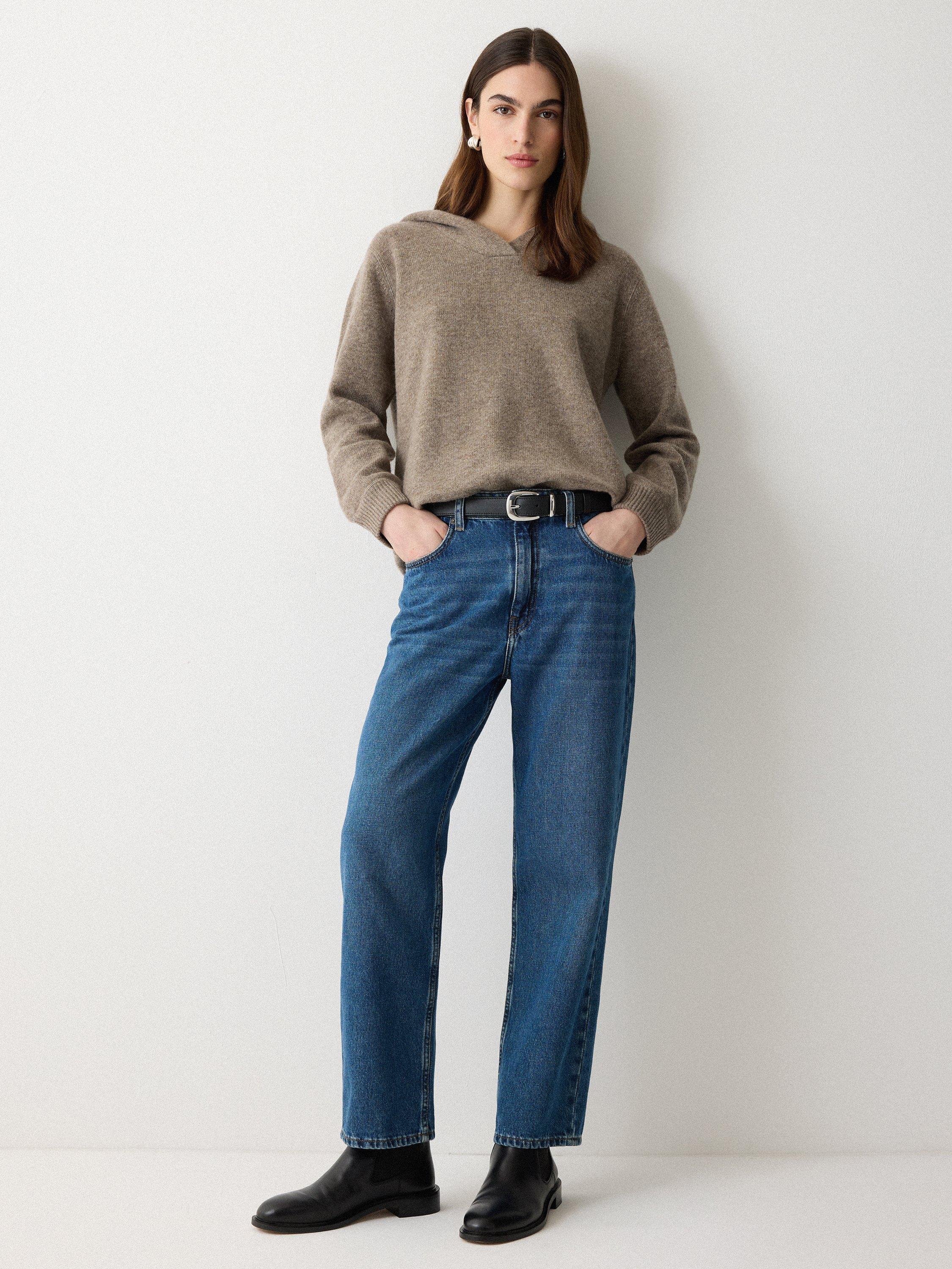 Product image 4 of 6, which shows Jigsaw Hooded Wool Rich Jumper, Taupe, XS