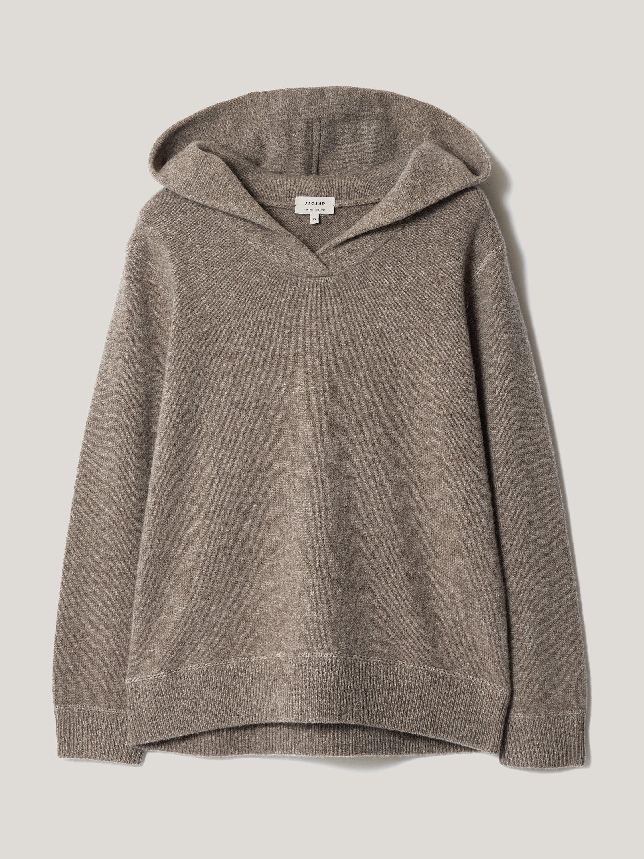 Product image 5 of 6, which shows Jigsaw Hooded Wool Rich Jumper, Taupe, XS