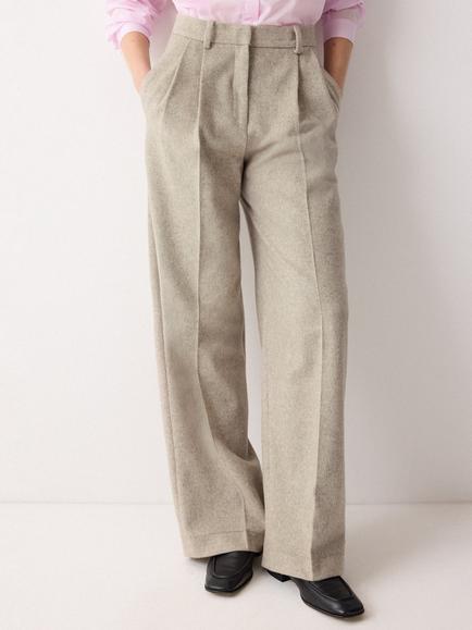 Jigsaw Nik Wool Rich Melange Trousers, Brown, Brown