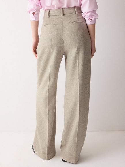 Jigsaw Nik Wool Rich Melange Trousers, Brown - view 2, Brown