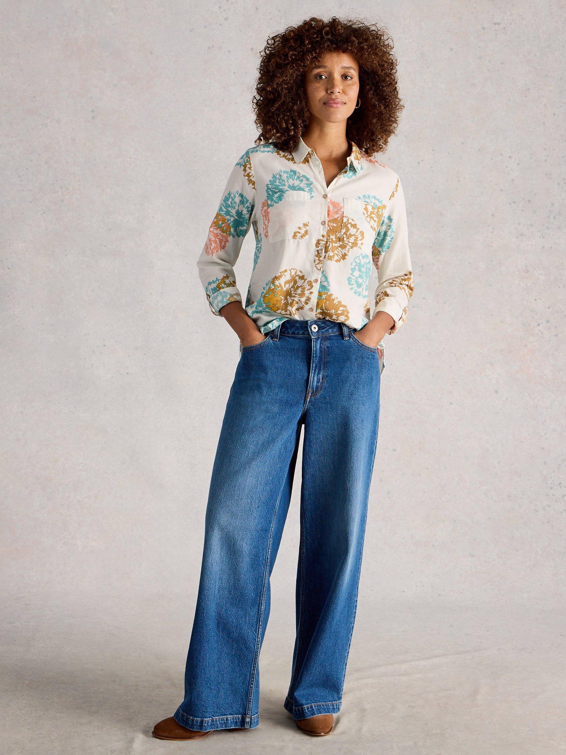 Product image 1 of 6, which shows White Stuff Sophie Abstract Shirt, White/Multi, 6