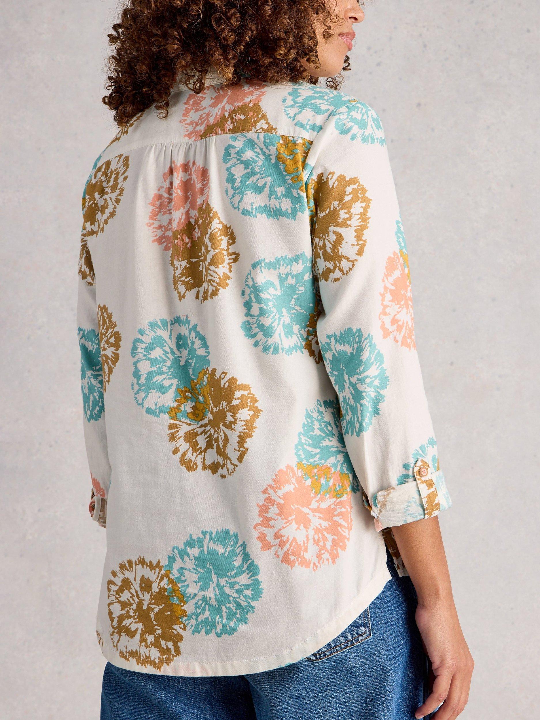 Product image 2 of 6, which shows White Stuff Sophie Abstract Shirt, White/Multi, 6