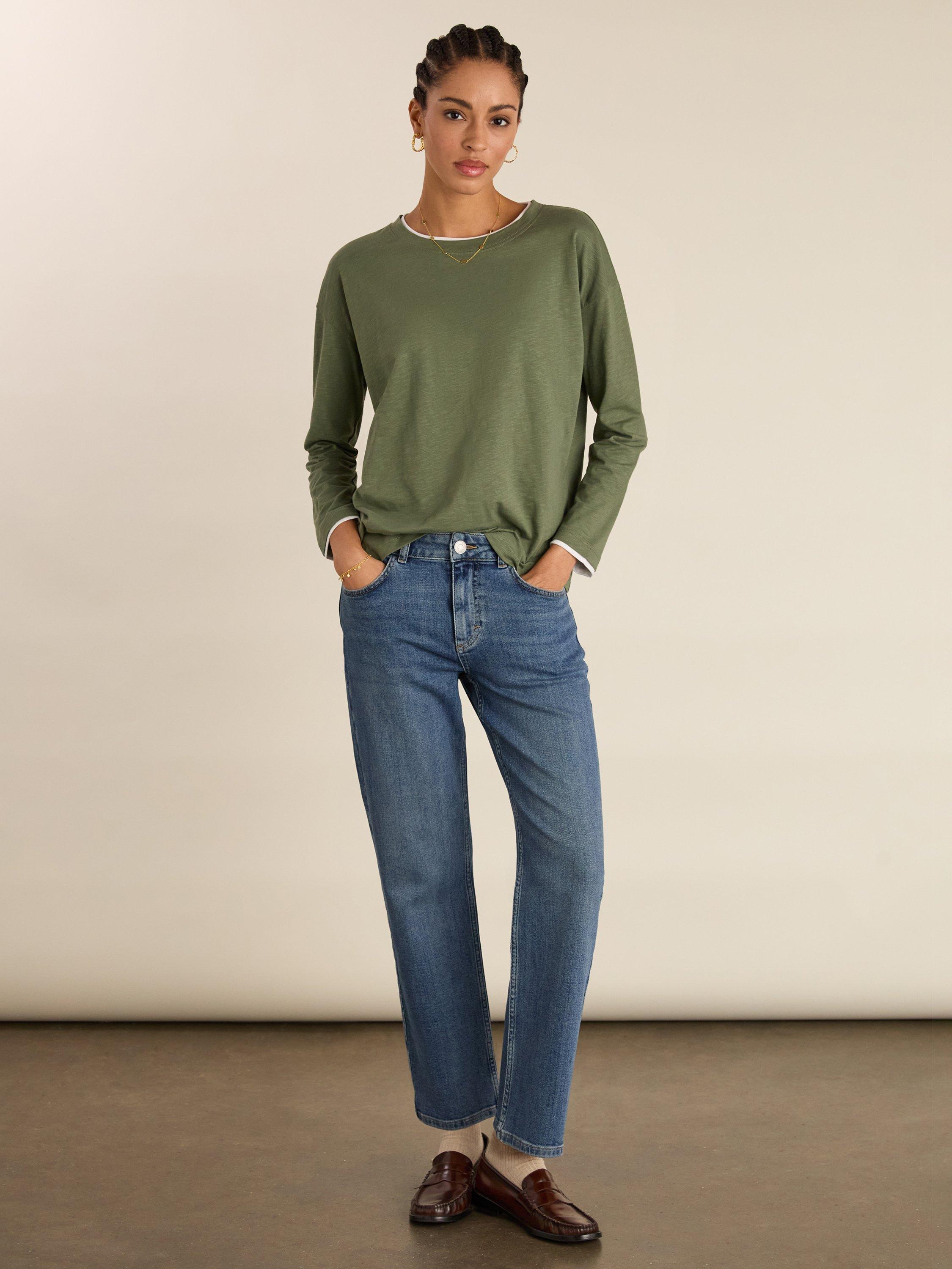 Product image 3 of 6, which shows Baukjen Alexandra Colour Contrast Top, Light Khaki, 10