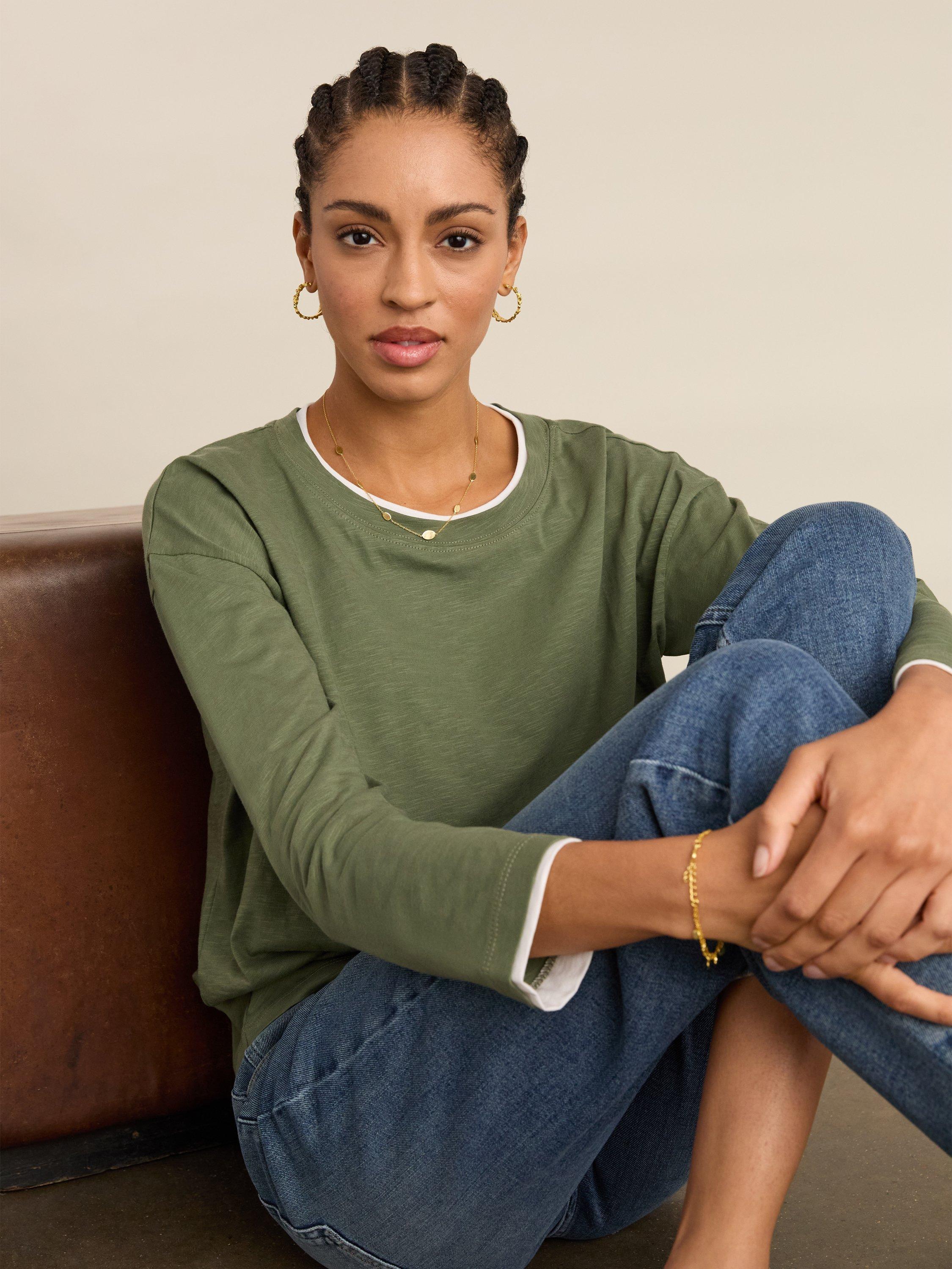 Product image 5 of 6, which shows Baukjen Alexandra Colour Contrast Top, Light Khaki, 10